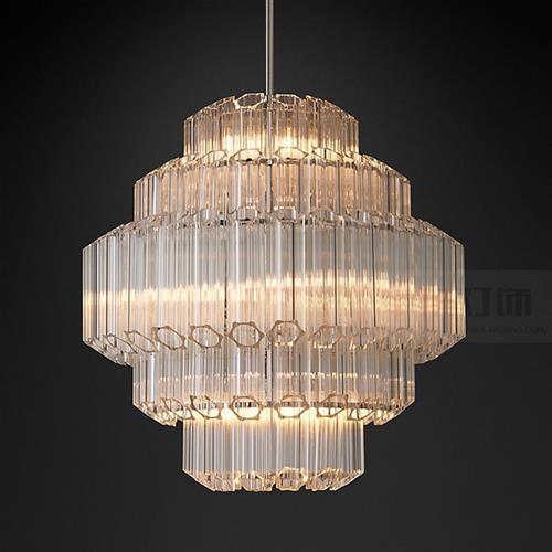 六角梅花玻璃棒吊灯现代简约复古奢华RH美式设计师软装别墅灯具