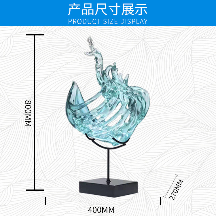 直供仿琉璃仿真树脂透明艺术品酒店会所水晶树脂雕塑摆件软装装饰
