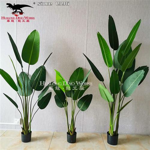 仿真树模型商场造景绿植大型娑罗树芭蕉树藤蔓树叶玻璃钢树干.