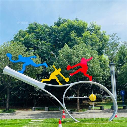 不锈钢运动主题雕塑校园广场体育馆户外大型景观摆件网球雕塑定做
