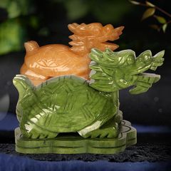 天然玉石雕刻玉石龙龟玉石龟工艺品石雕龙头龟装饰品摆件