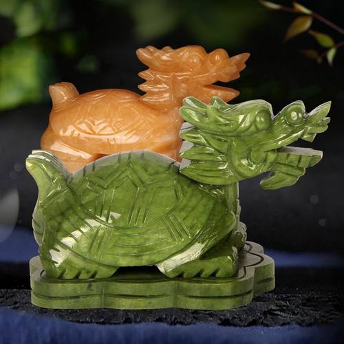 雕刻玉器天然玉石龙龟龙头龟摆件