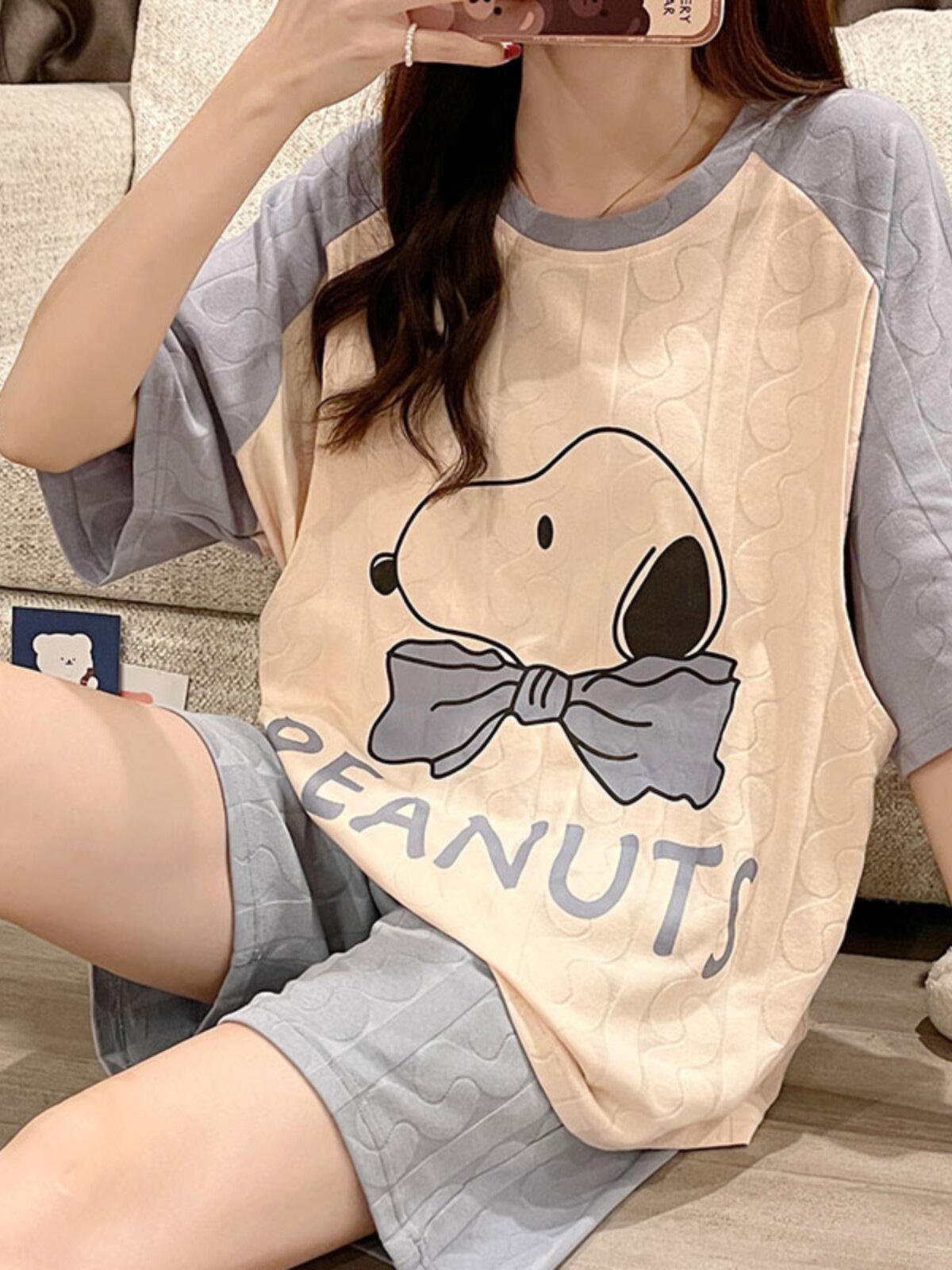 산후 의류 여름 얇은 순면 산후 모유 수유 잠옷 여름 반팔 투피스 세트 모유 수유 임신 가정