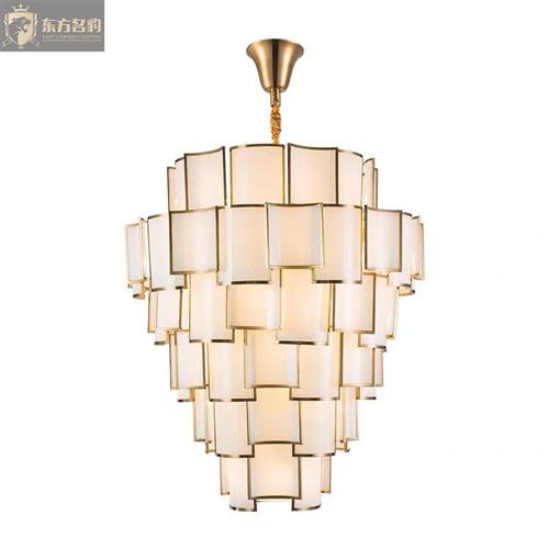 新中式玻璃瓦片复式楼大吊灯别墅中庭吊灯楼梯灯酒店宴会厅工程灯