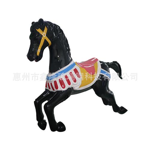 厂家直销彩绘大马玻璃钢雕塑地产大型景观雕塑卡通动物骏马装饰品