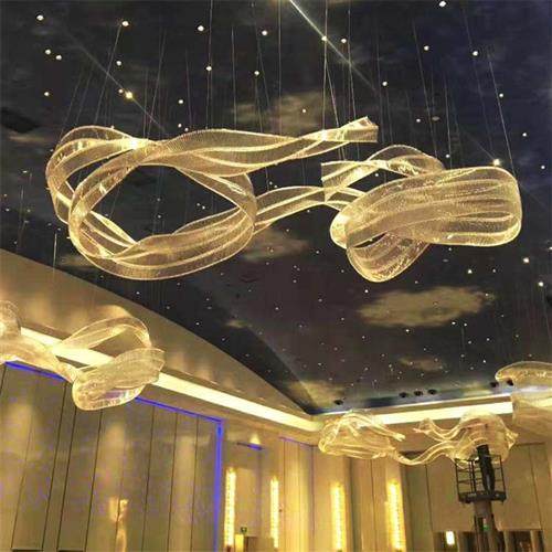 酒店大堂售楼部飘带吊灯轻奢创意装饰飘带非标工程订制飘带吊灯