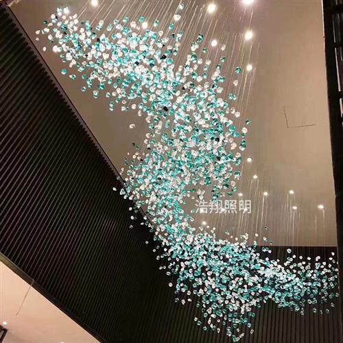 琉璃石头吊灯酒店大堂宴会厅非标工程水晶灯售楼部沙盘区灯具