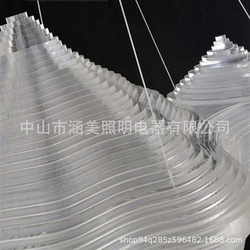 酒店大堂吧台别墅亚克力吊灯会所售楼部艺术冰山锥形钻石山水吊灯