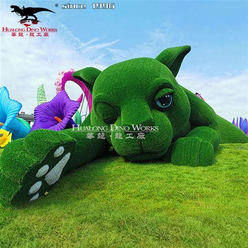 大型艺术美陈仿真动物人工草坪雕塑模型定制绿雕景观摆件融合环境