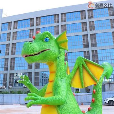 引流互动机械龙硅胶软皮绿色卡通西方龙景点打卡公园美陈装置