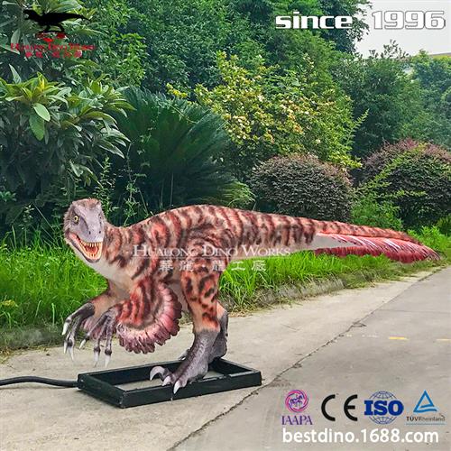 恐龙模型仿真恐爪龙电动机械可动可发声纯手工制作高还原恐龙摆件