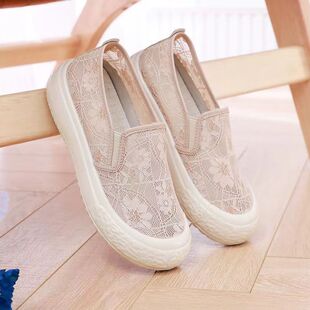 清仓鞋春季女鞋百搭网面一脚蹬休闲透气软底妈妈懒人鞋女单鞋批潮