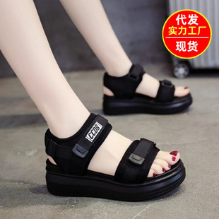 凉鞋清仓特价运动女2025夏新款坡跟时尚老爹松糕鞋厚底外沙滩鞋女