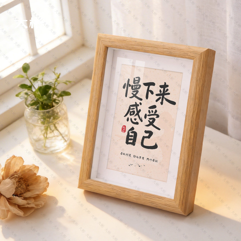 慢下来感受自己瑜伽普拉提字画静心禅意致已女性励志相框摆件装饰