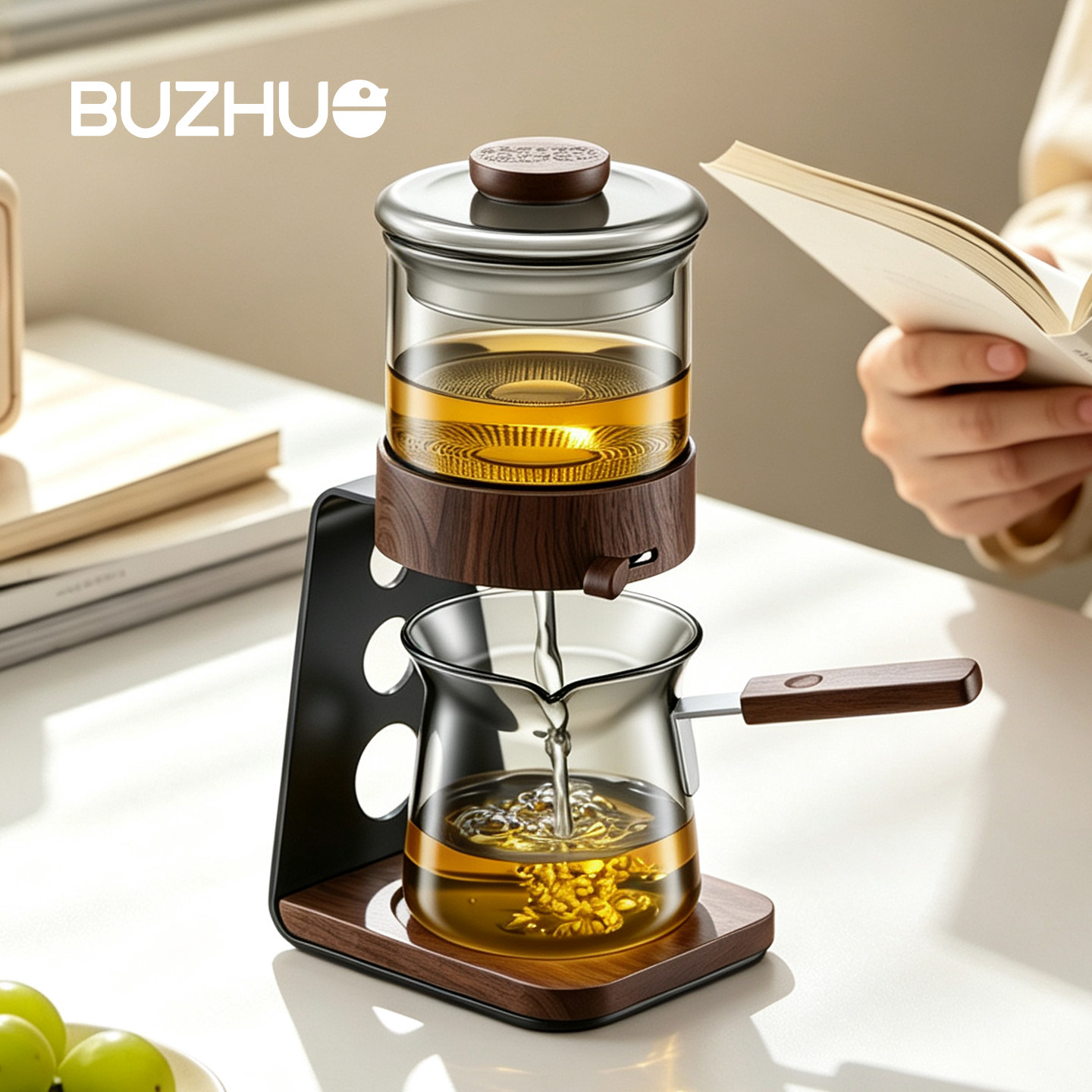 玻璃懒人泡茶神器磁吸自动泡茶器