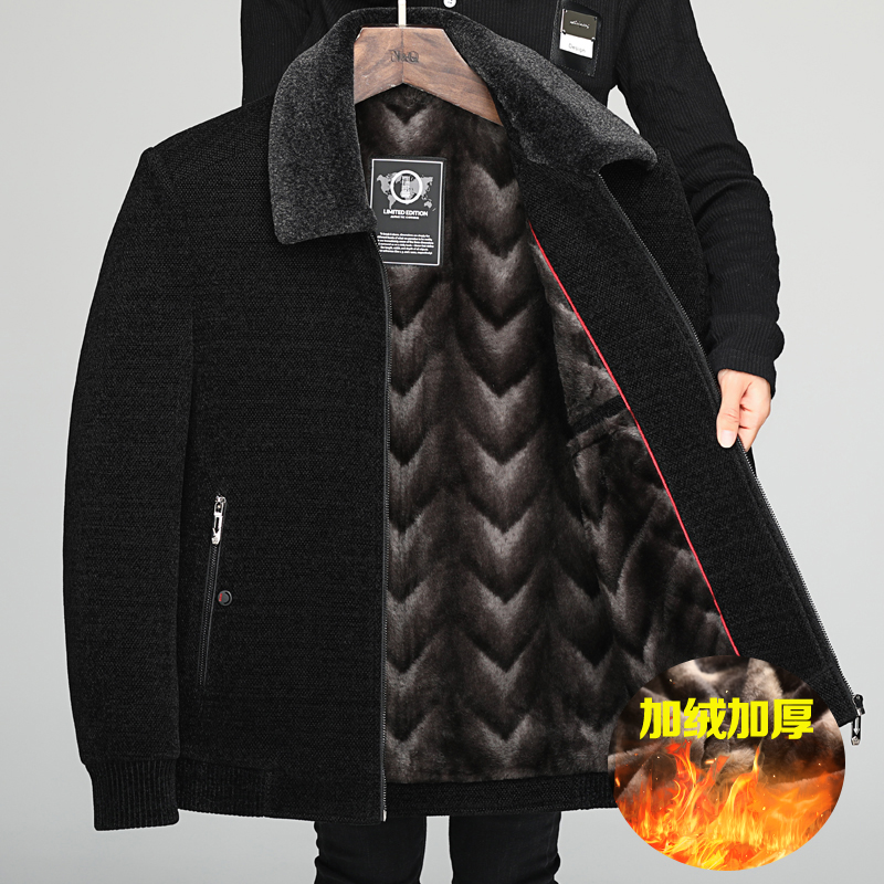 韩版翻领毛呢男士外套