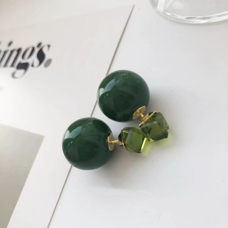 安可拉红前后戴方块水晶珠子耳环2024新款爆款时尚百搭通勤耳饰女,饰品/流行首饰/时尚饰品新,耳钉,淘宝优惠券,粉丝福利购,淘宝优惠卷