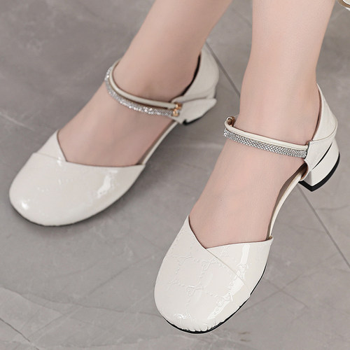 卿竺水钻方跟舒适气质百搭凉鞋