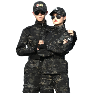 新式暗夜迷彩服套装男春秋防刮耐磨升级网格工作服军训服军迷服装