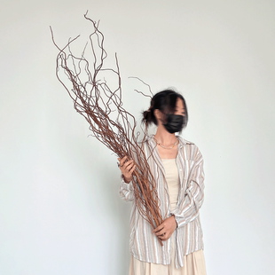 中式自然干花干枝黄金龙柳花束落地摆家居装饰插花高级感样板间