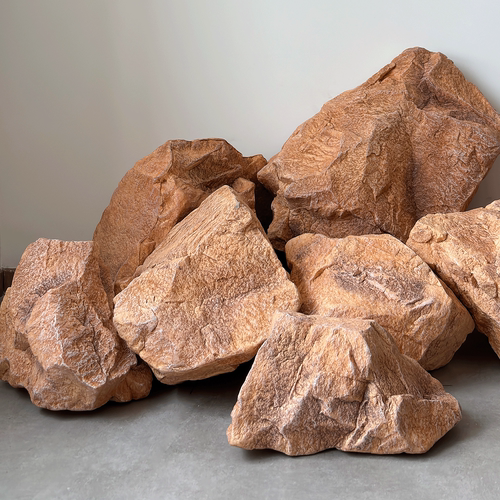 仿真黄色石头造景舞台直播间搭建