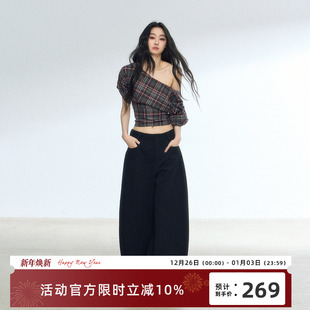 宽松休闲直筒百搭长裤 高级感黑色弯刀西裤 原创设计美式 RedBling