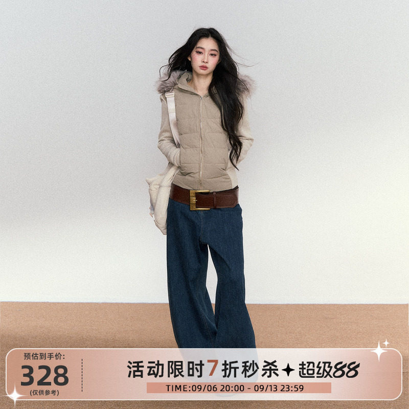 RedBling 原创设计秋冬新款收腰显瘦毛领连帽短款棉服排骨外套女
