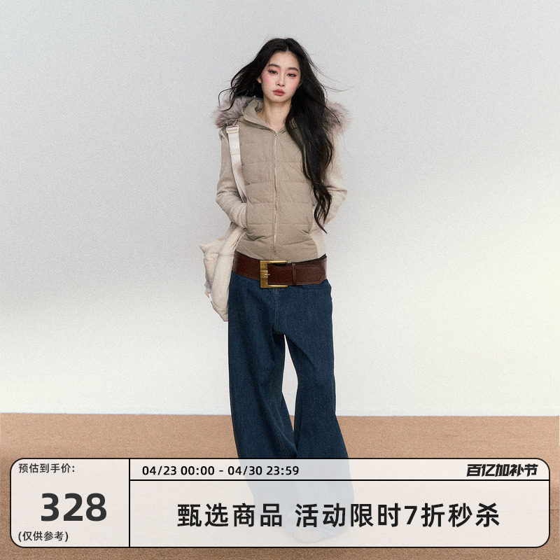 RedBling 原创设计秋冬新款收腰显瘦毛领连帽短款棉服排骨外套女