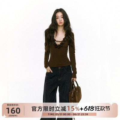 长袖花朵女款2024秋冬新品