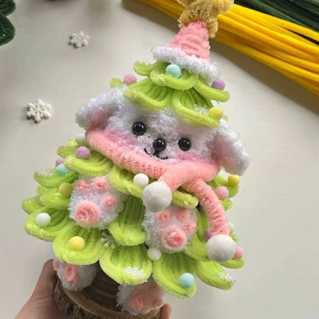 敲可爱创意扭扭圣诞树手工小狗圣诞树diy材料生日礼物女友闺蜜