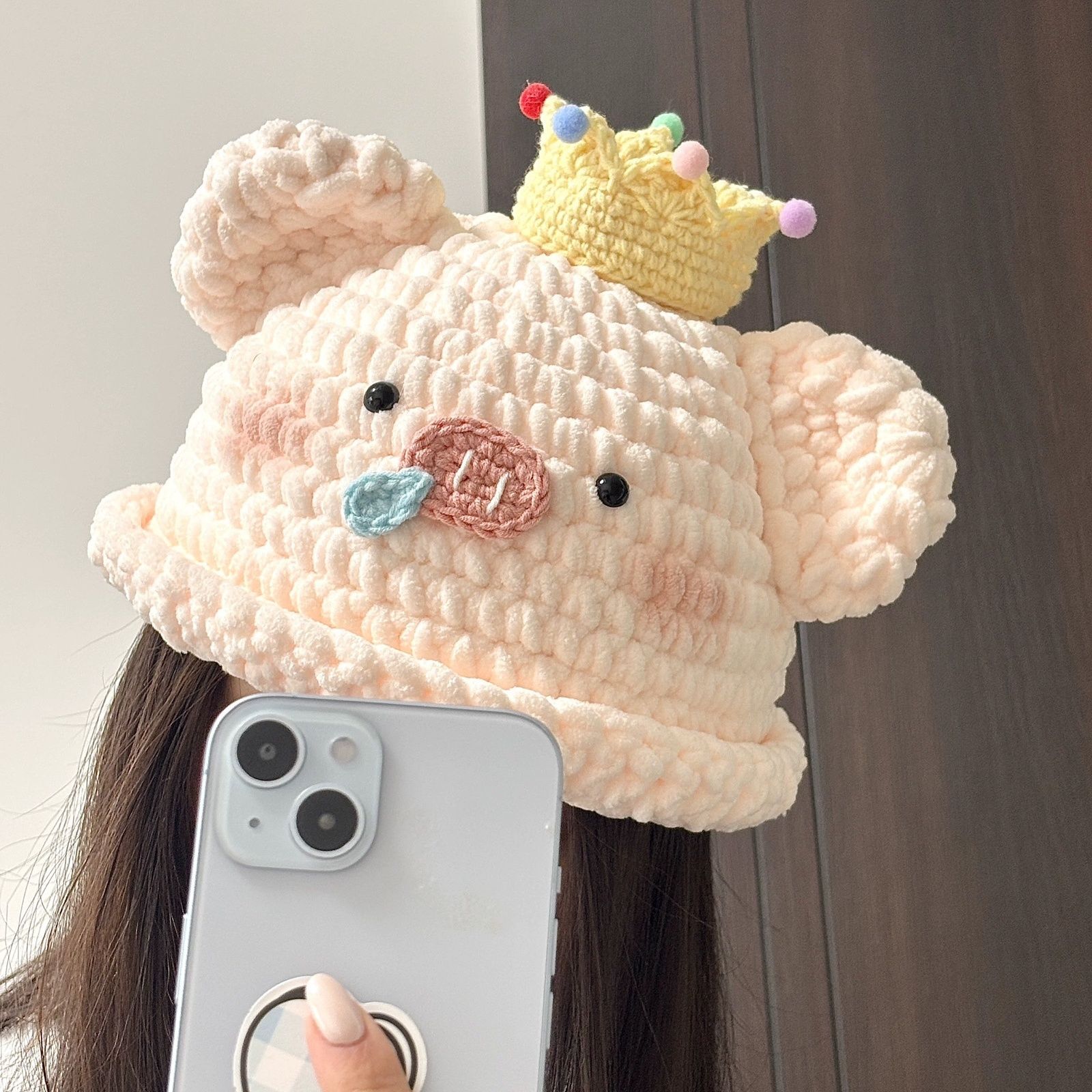 DIY材料包猪猪帽子手工编织diy材料包毛线钩针可爱玩偶钩织自制