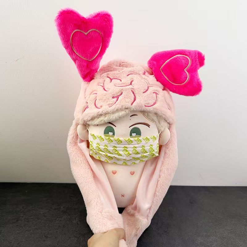 出门记得带脑子恋爱脑可爱单肩包趣味潮流毛绒玩具手提包围巾帽子