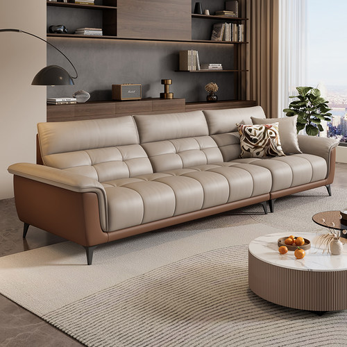 岚瑟琳现代简约头层牛皮真皮沙发