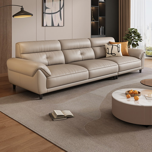 岚瑟琳意式极简直排头层牛皮沙发