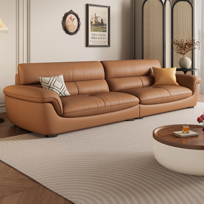 岚瑟琳小户型真皮沙发头层牛皮客厅直排简约现代大坐深奶油风皮艺