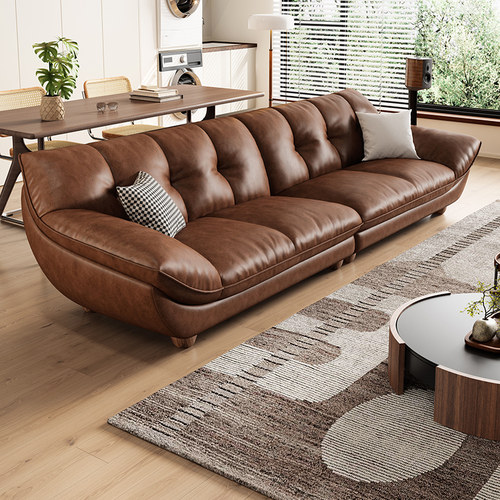 油蜡皮头层牛皮复古风真皮沙发