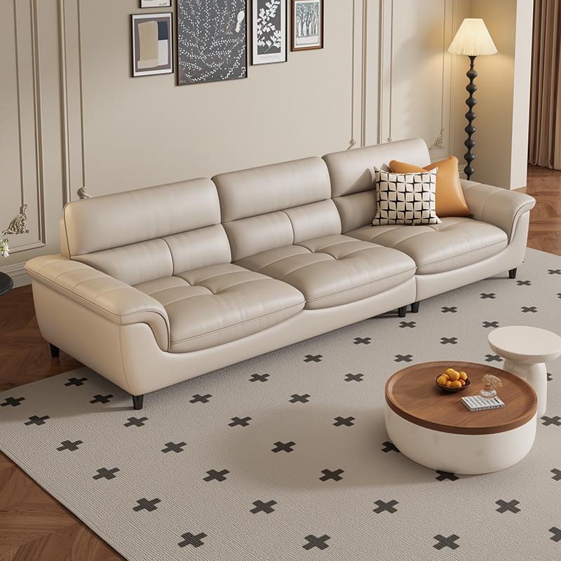 岚瑟琳奶油风头层牛皮真皮沙发