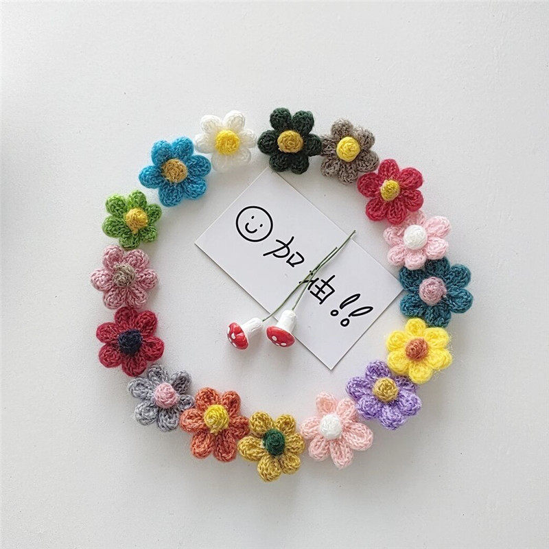 泫雅风彩色小花胸针亲子毛线花