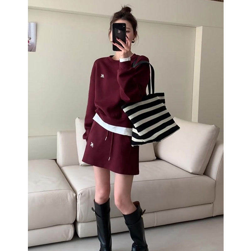 高级感时尚运动套装女春秋宽松洋气减龄卫衣半身裙显瘦休闲两件套