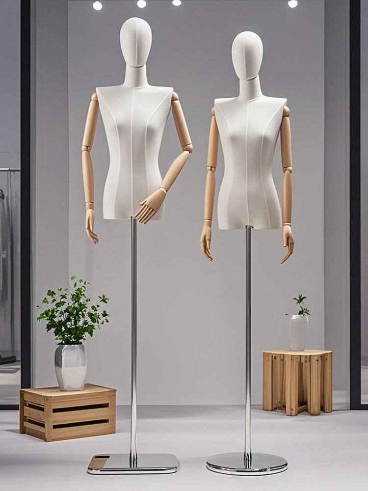 韩式服装店模型道具女士半长窗小胸直角肩平肩娃娃模型展示架