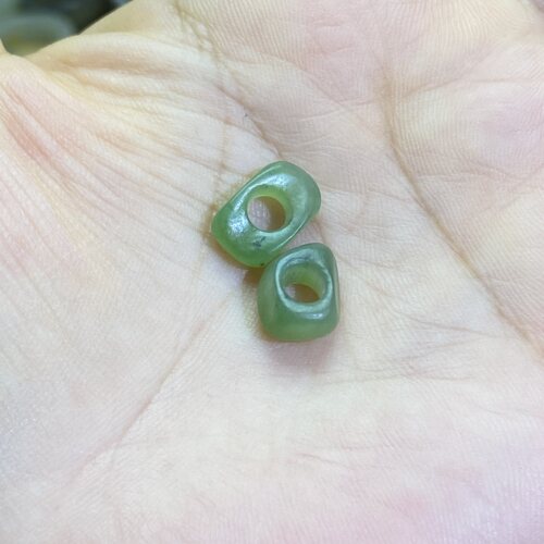 和田玉碧玉2颗随型扣子配饰老光工艺古风手编绳手链手串配珠