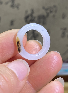 和田玉籽料戒指卡15白青花洒金皮随型戒圈复古风藏式文玩珠串跑环