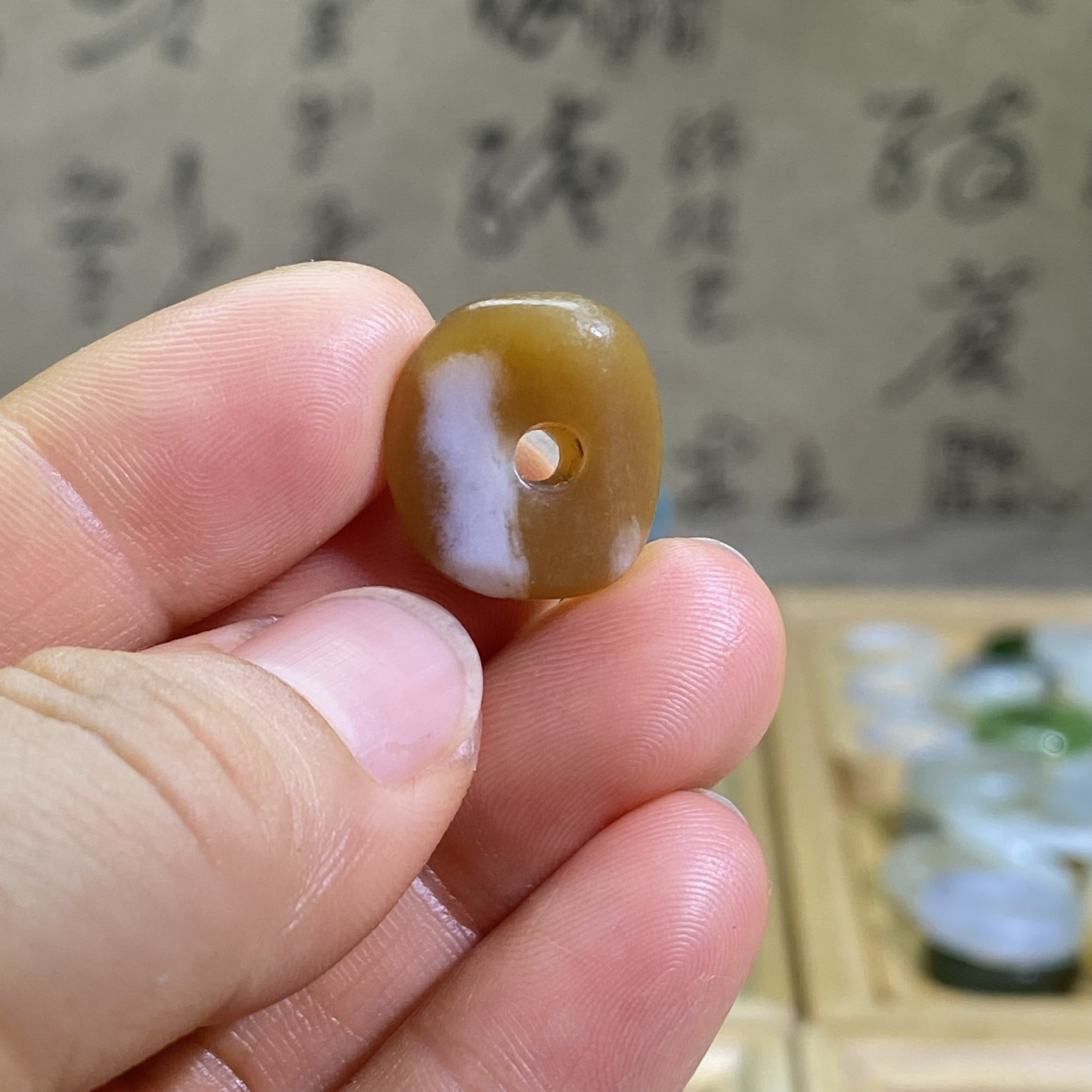 和田玉糖白玉黄金糖随型扣子配饰复古风老光工艺藏式手串手链配珠