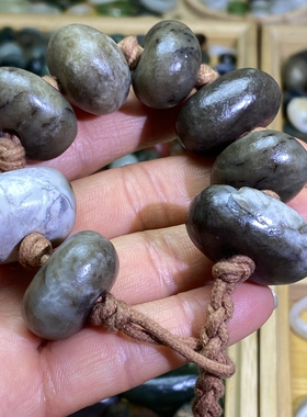 和田玉糖玉随型平安扣大手串复古风老光工艺藏式手工编绳国风手持