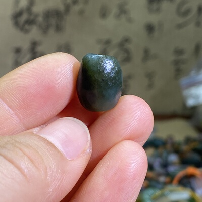 和田玉青玉籽料随型桶珠配饰老光工艺复古风手编绳手串多宝配珠