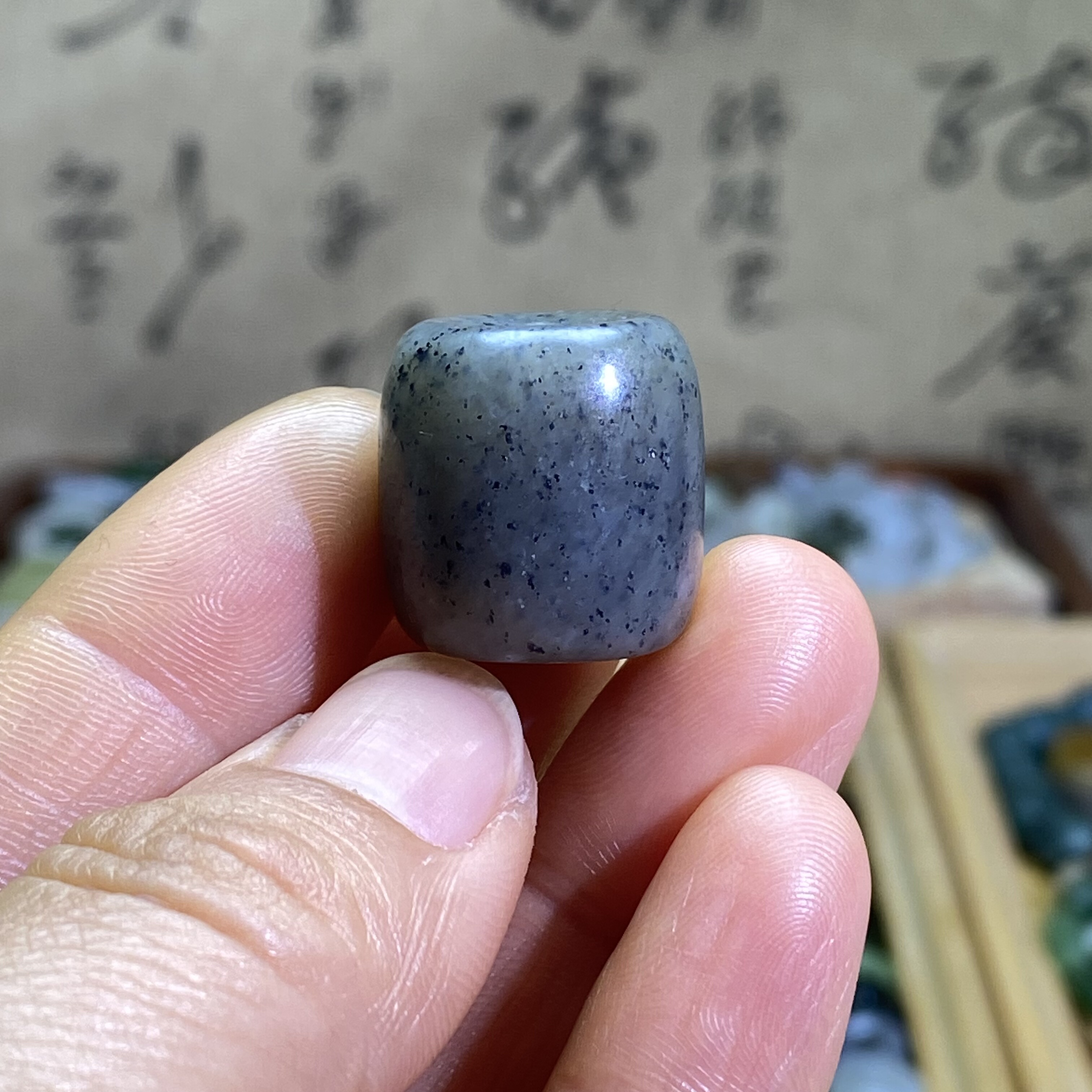 和田玉糖青花随型桶珠配饰复古风老光工艺藏式手编绳手串手链配珠