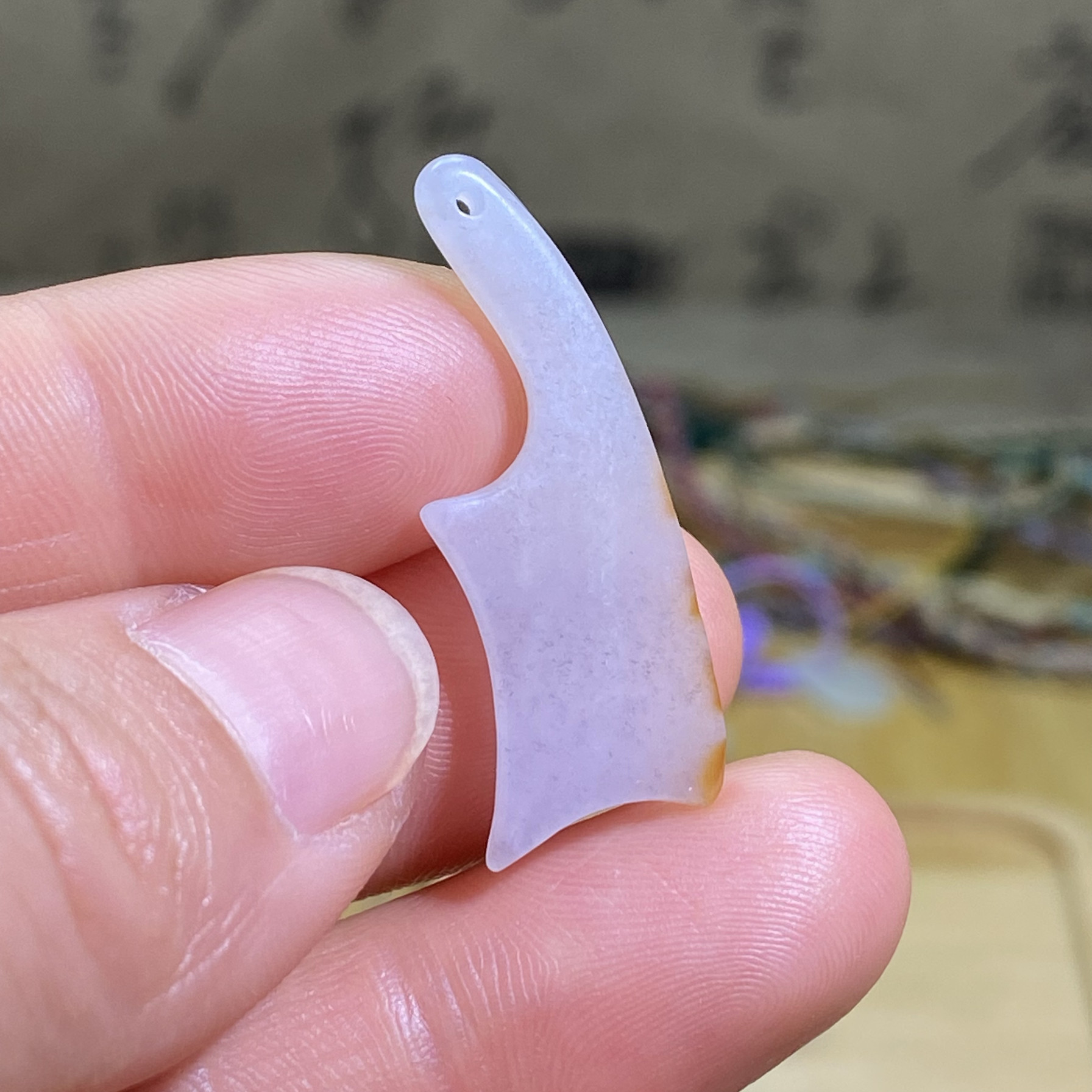 和田玉籽料刀币挂件配饰洒金皮白底青花复古风手链项链吊坠挂坠