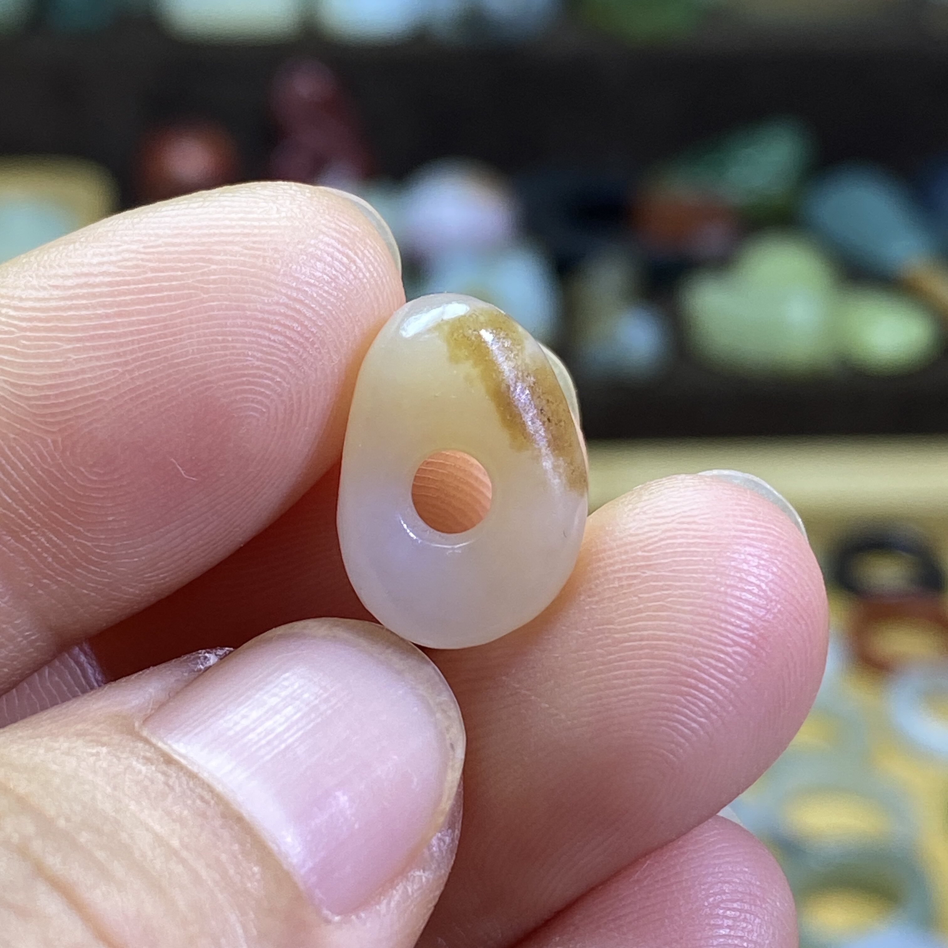 和田玉糖白玉随型扣子配饰复古风老光工艺手编绳手串多宝配珠