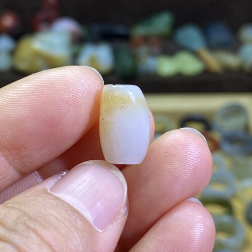 和田玉糖白玉随型小桶珠配饰老光工艺复古风藏式多宝手编绳配珠