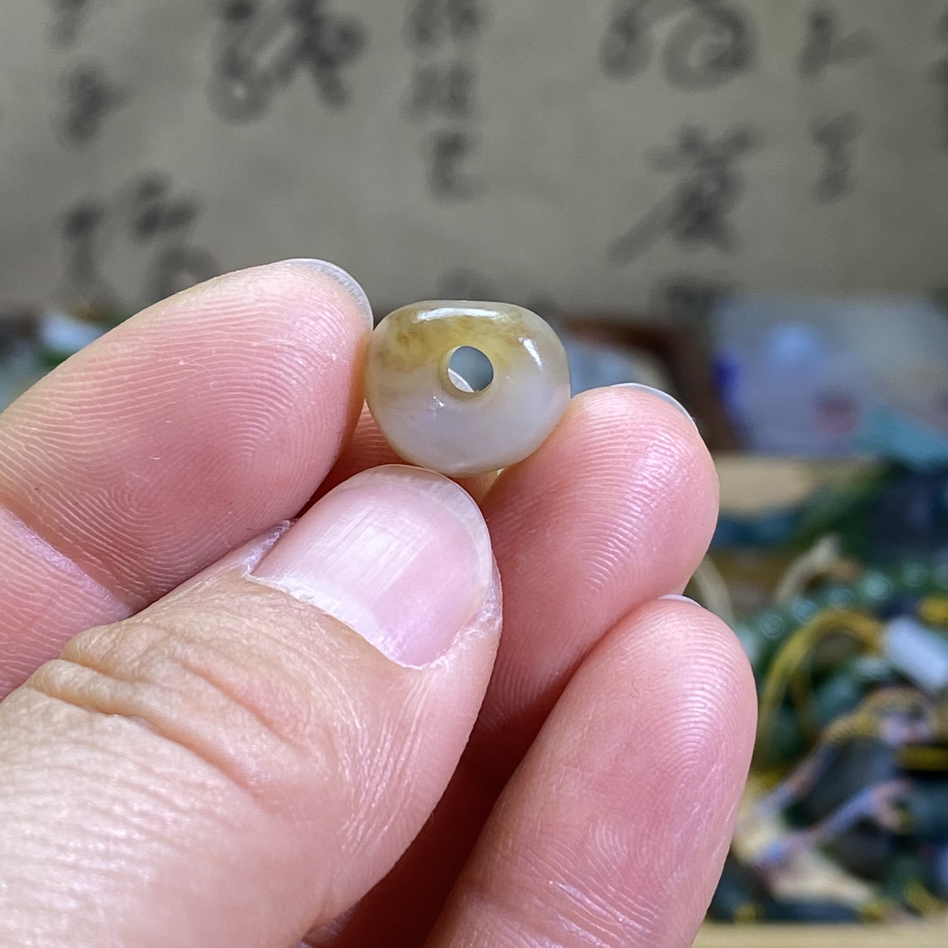 和田玉糖白玉随型扣子配饰老光工艺复古风手链手编绳多宝配珠